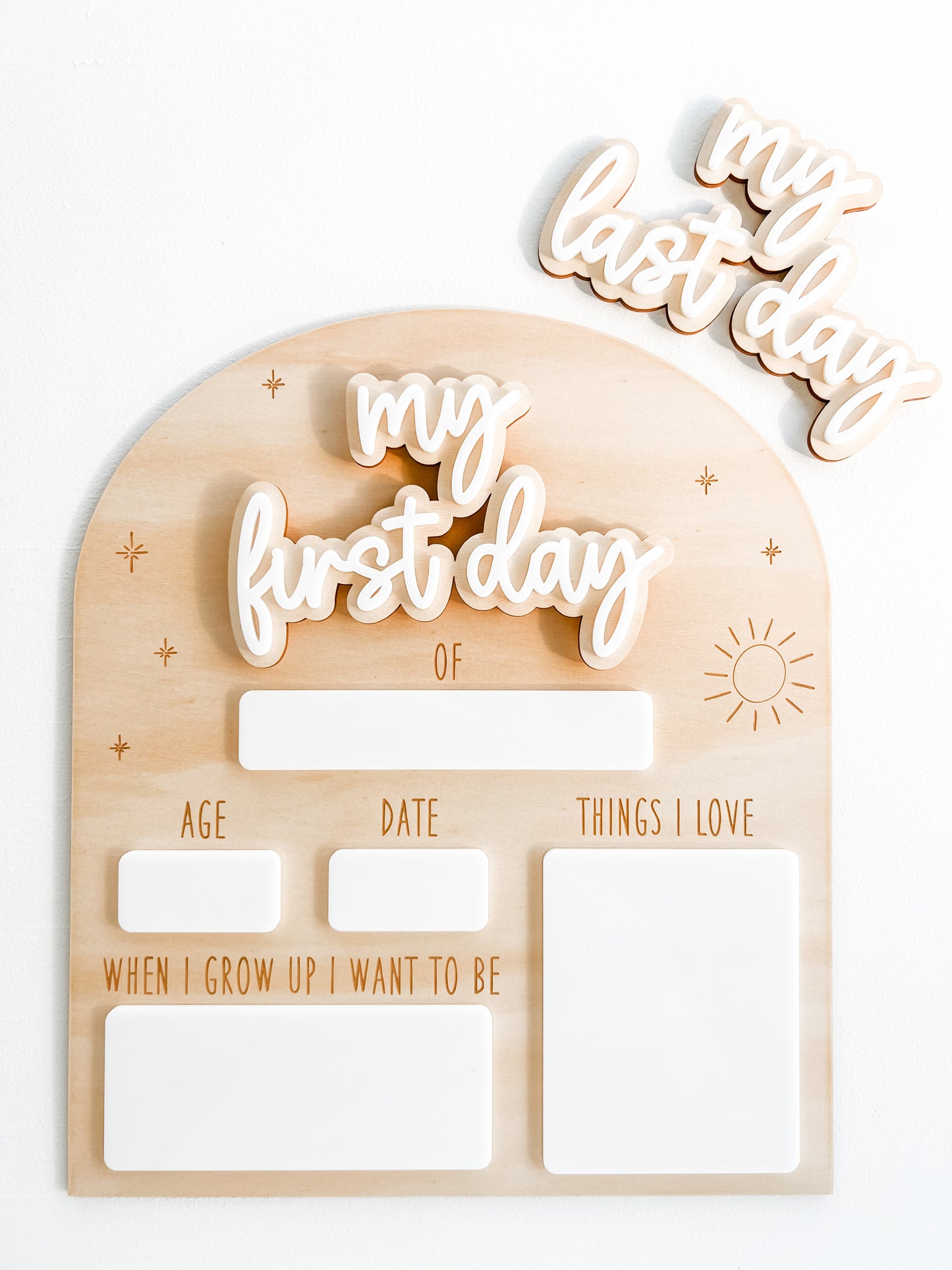 my first day my last day interchangeable photo board