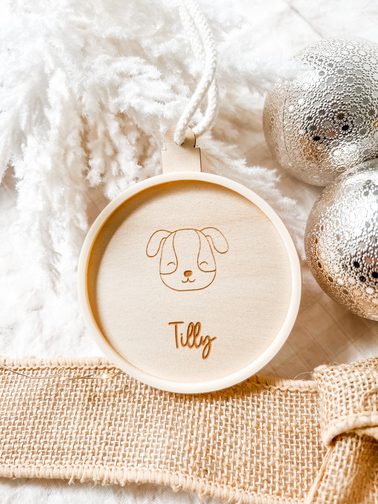 layered acrylic dog personalised ornament