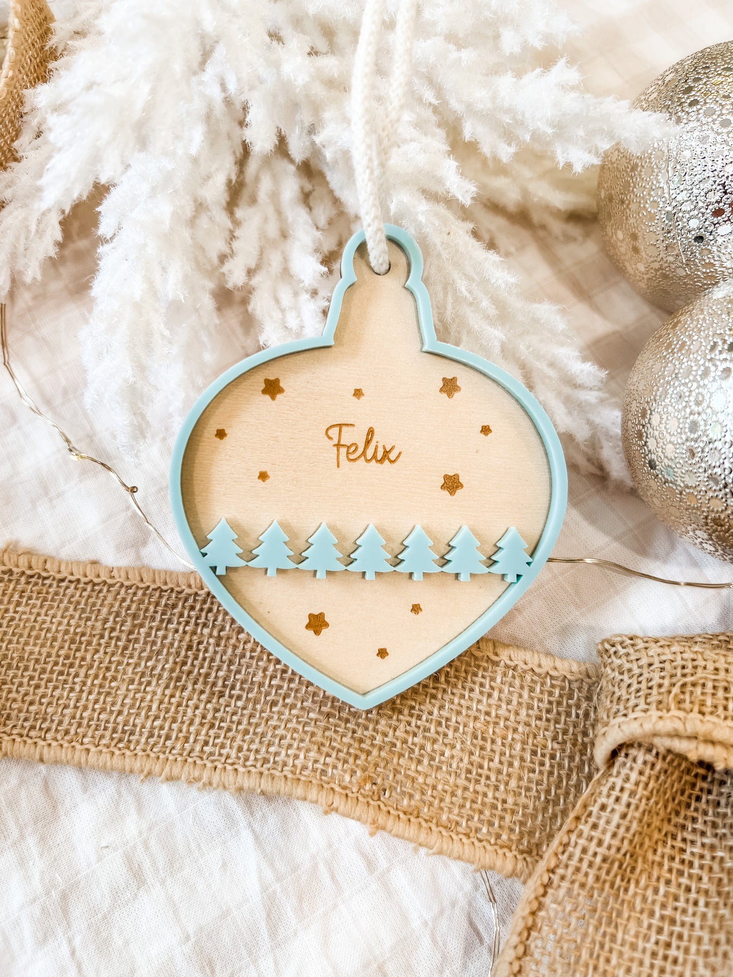 layered acrylic timber personalised ornament