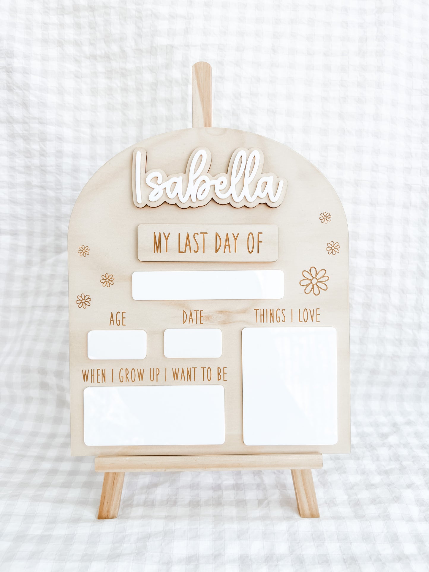 interchangeable my first day my last day board daisy
