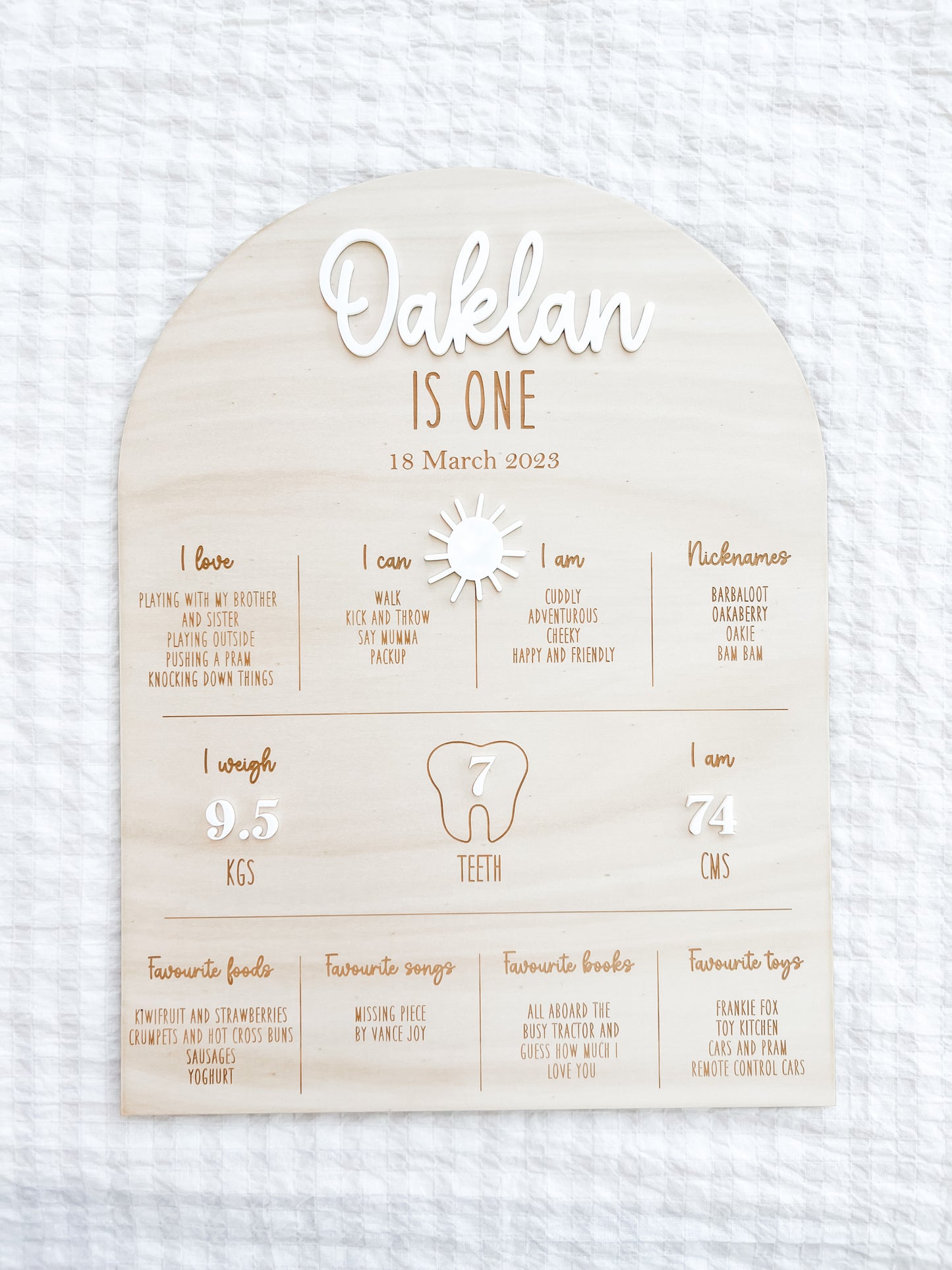 First birthday board sun - script font