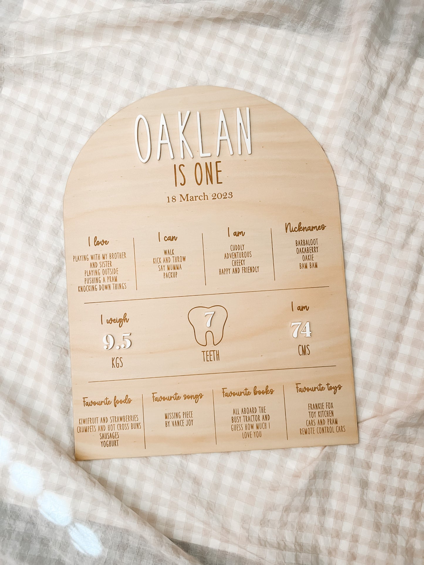 personalised first birthday board