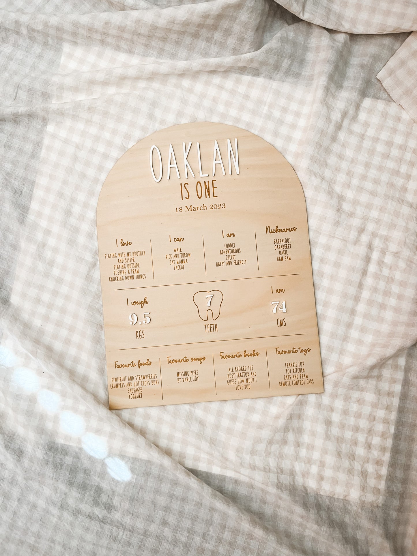personalised first birthday board