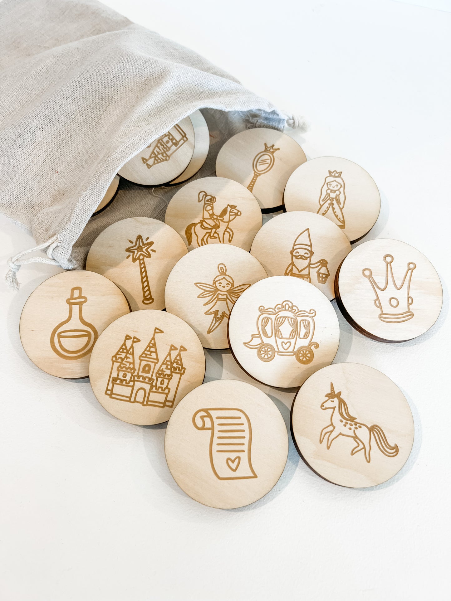 Wooden matching memory pair game - fairytale