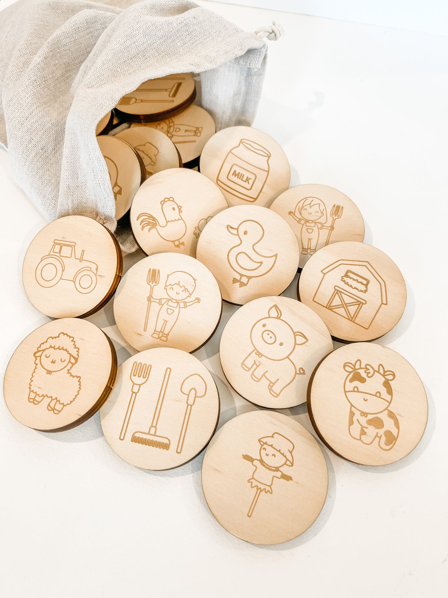 Wooden matching pair game farm yard