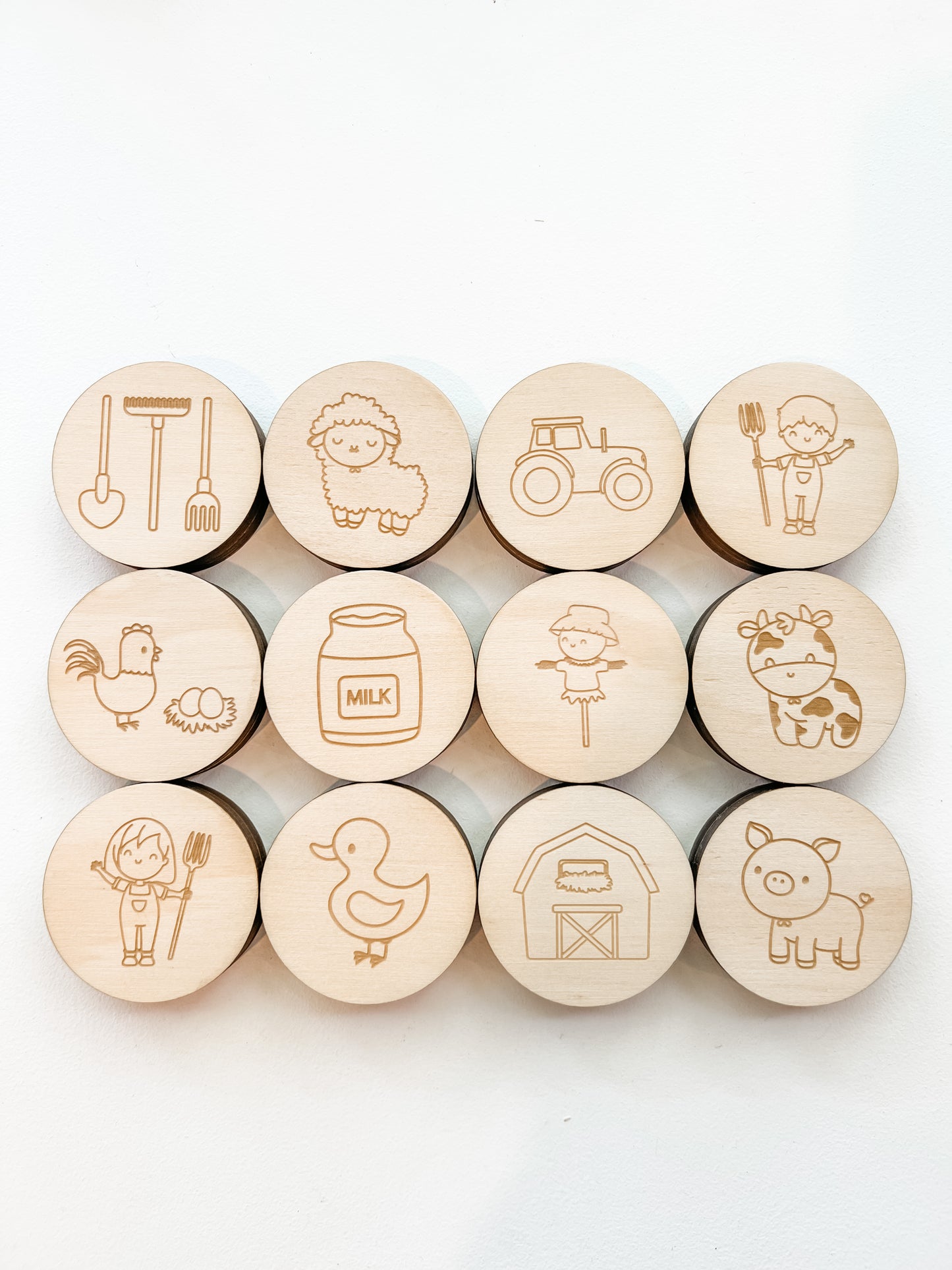 Wooden matching memory pair game - farm yard