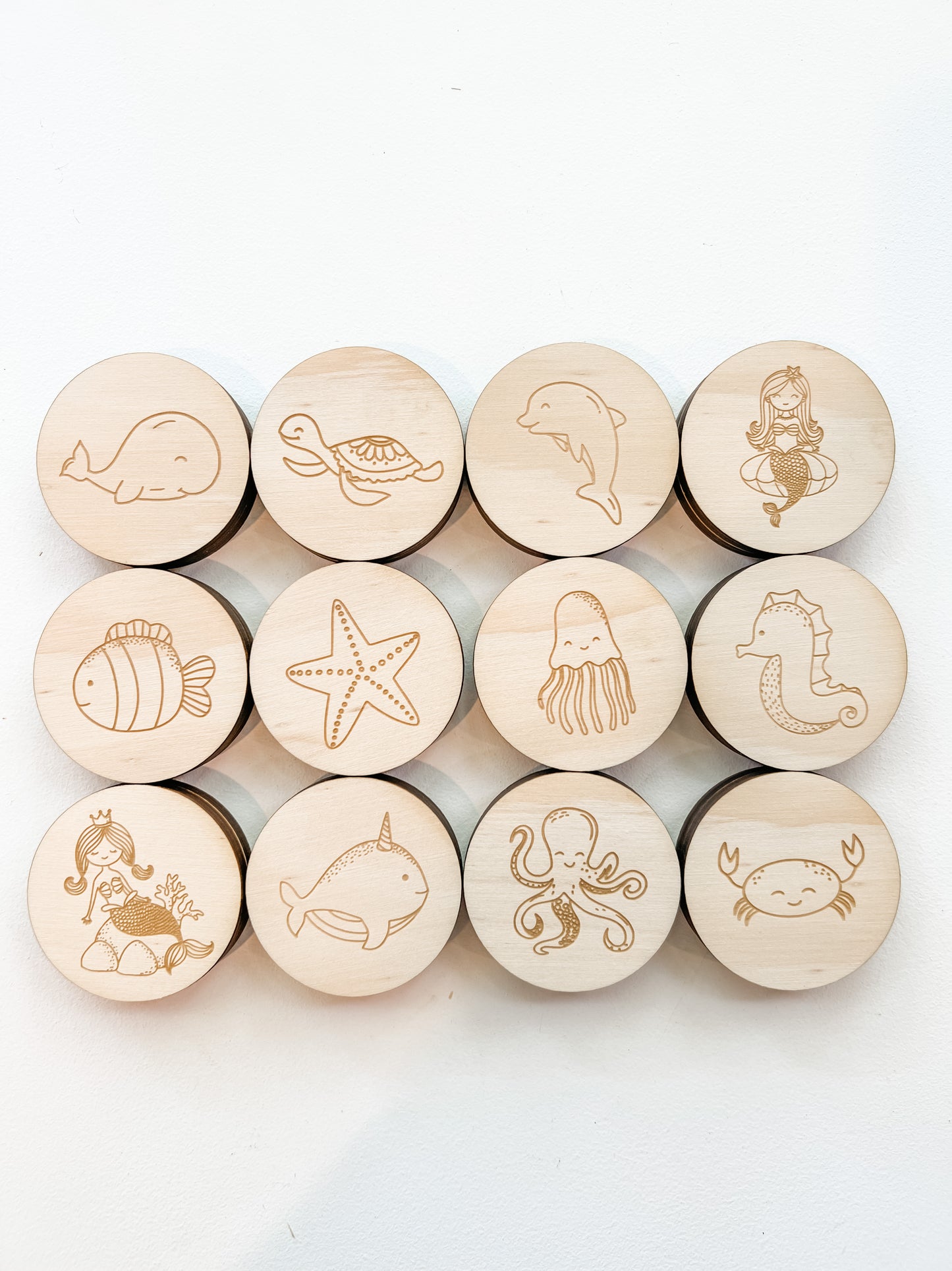 Wooden matching memory pair game - under the sea