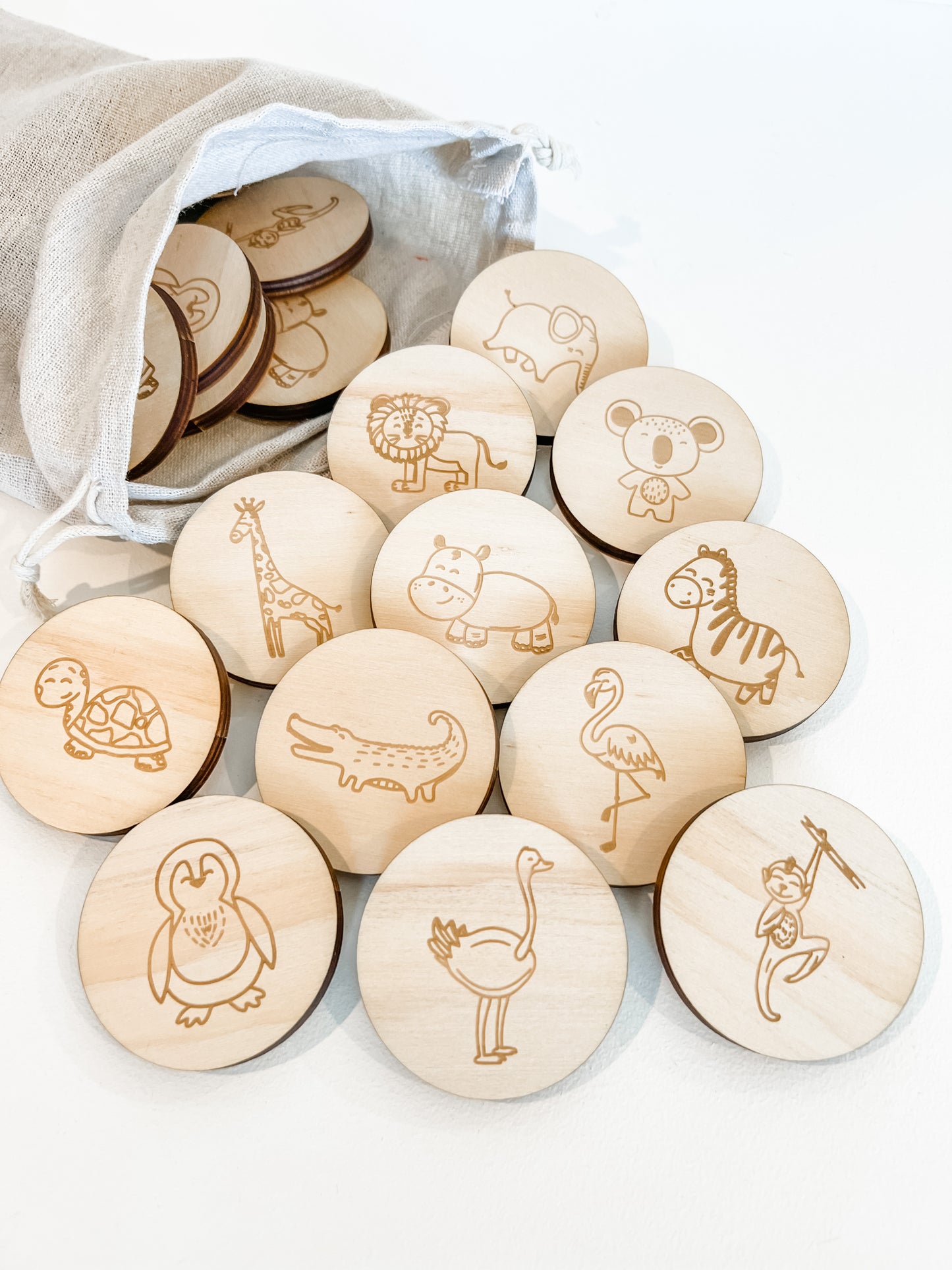 Wooden matching memory pair game - zoo