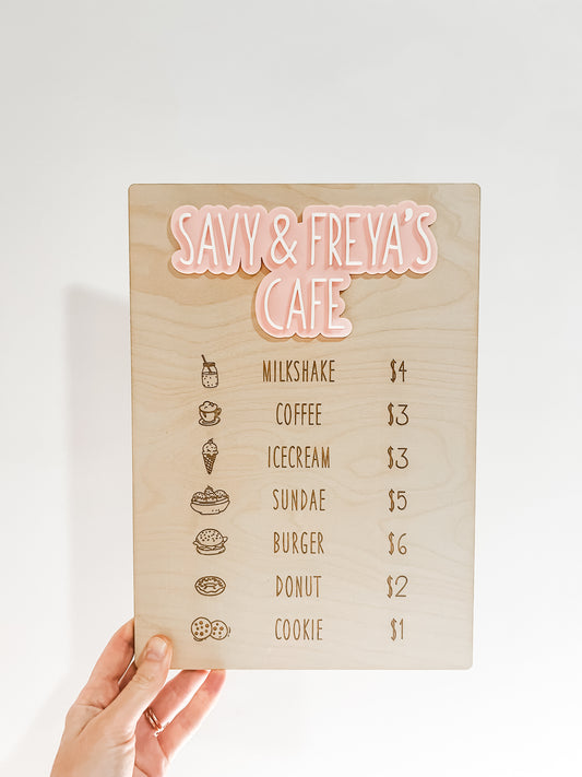 CAFE MENU PERSONALISED - ACRYLIC HEADER