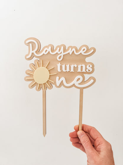one first trip around the sun cake topper