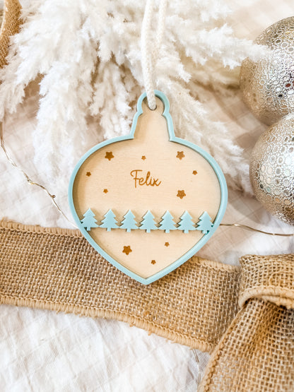 layered acrylic timber personalised ornament