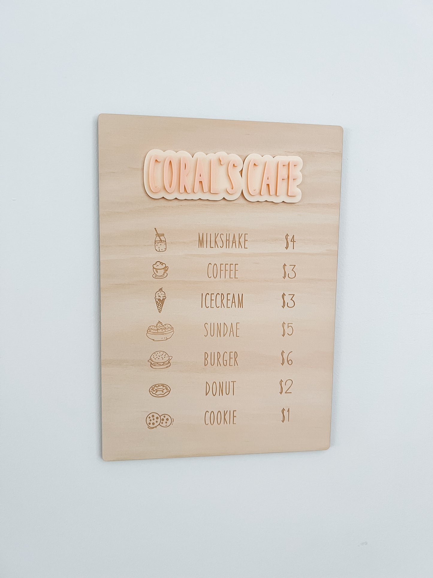 Cafe Menu Personalised - Acrylic