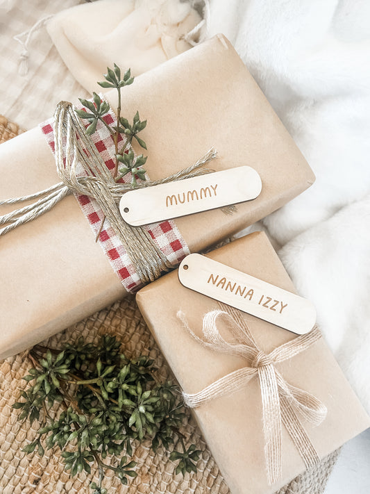 personalised wooden Christmas gift tags