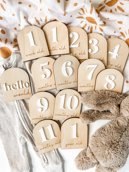 double layer wooden milestone cards