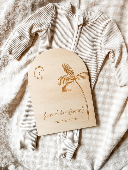 baby birth announcement palm tree