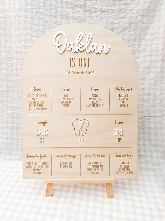personalised first birthday board