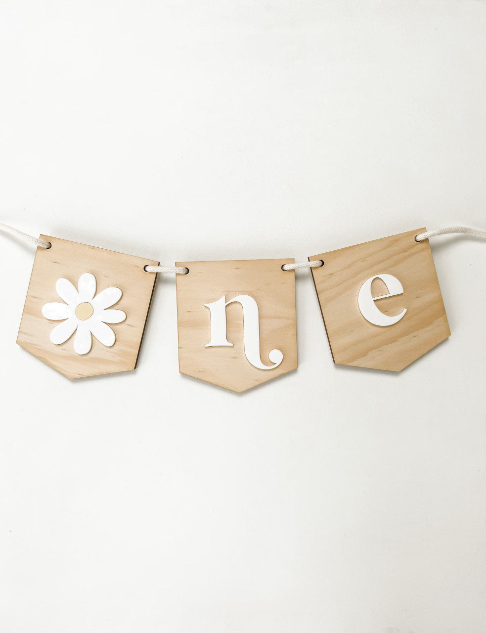 daisy wood one first birthday garland bunting