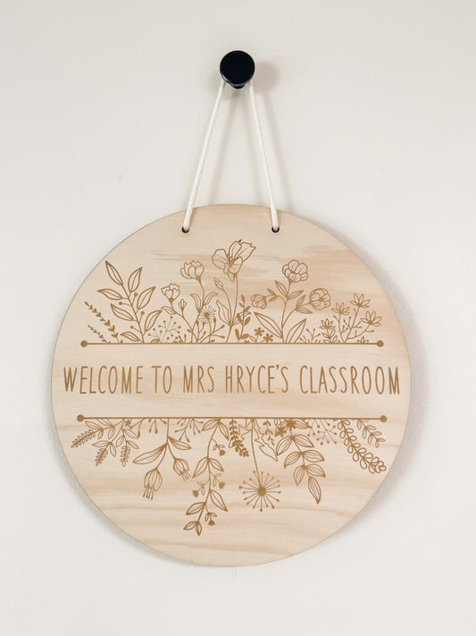 Classroom sign - flowers